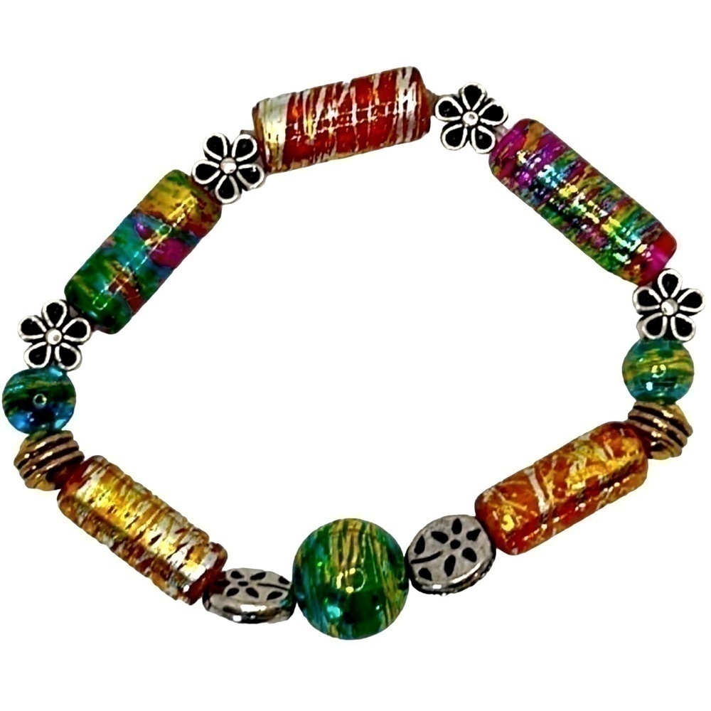 Child’s Bracelet Handmade Glass Beaded Stretchy Bracelet - Picture 3 of 4